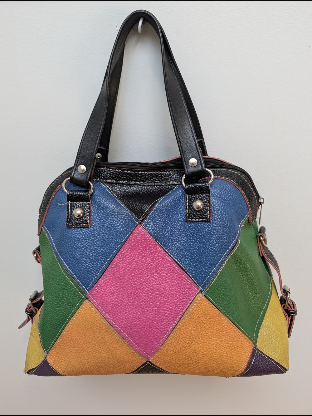 Colorblock Diamond Patchwork Tote Bag - Multicolor